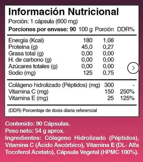 Peptidos De Colageno Hidrolizado + Vitaminas E & C Lf 3x90 Caps-1