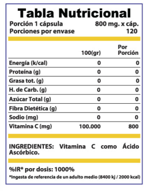 Vitta C : Vitamina C 120 Capsulas. Winkler-1