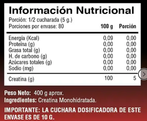 Creatina Monohidratada Lf 400 Grs / 80 Servicios. Fitness-1