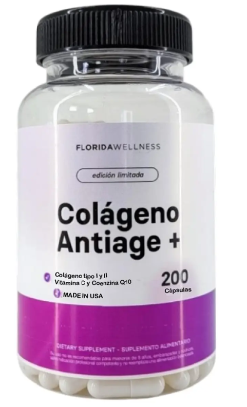 Antiage : Colageno Tipo I y II + Coenzima Q10 + Vit C Nf 200 Capsulas-0
