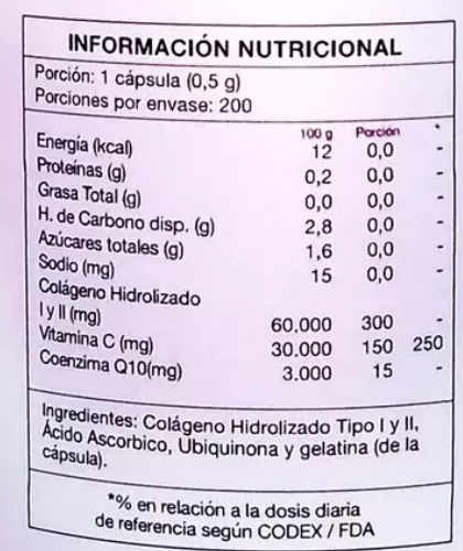 Antiage : Colageno Tipo I y II + Coenzima Q10 + Vit C Nf 200 Capsulas-1
