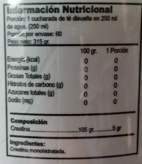 Creatina Monohidratada Gm 300 Grs +5% 60 Servicios-1