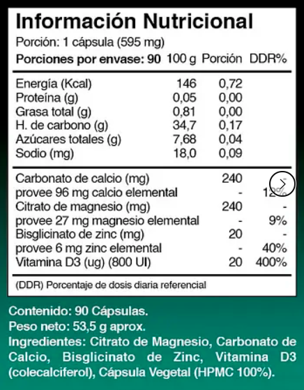 Calcio Forte c/ Magnesio + Zinc + Vit D3 Lf 180 Caps 2x90-1