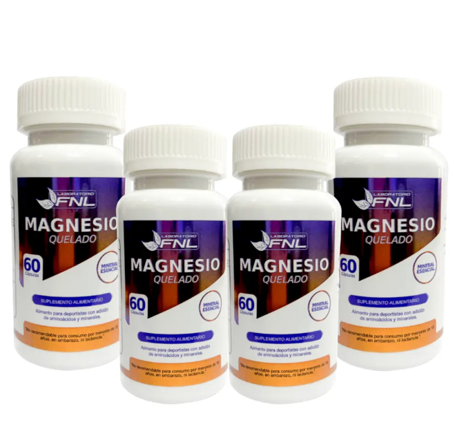 Magnesio Amino Quelado Fnl C/ Aminoacidos 4 Frascos 240 Caps 4x60-0