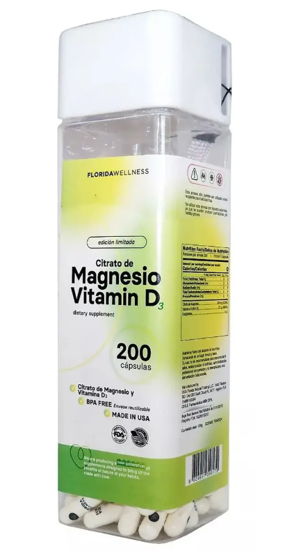 Citrato De Magnesio + Vitamina D3 Nf 1 Frasco 200 Capsulas-2