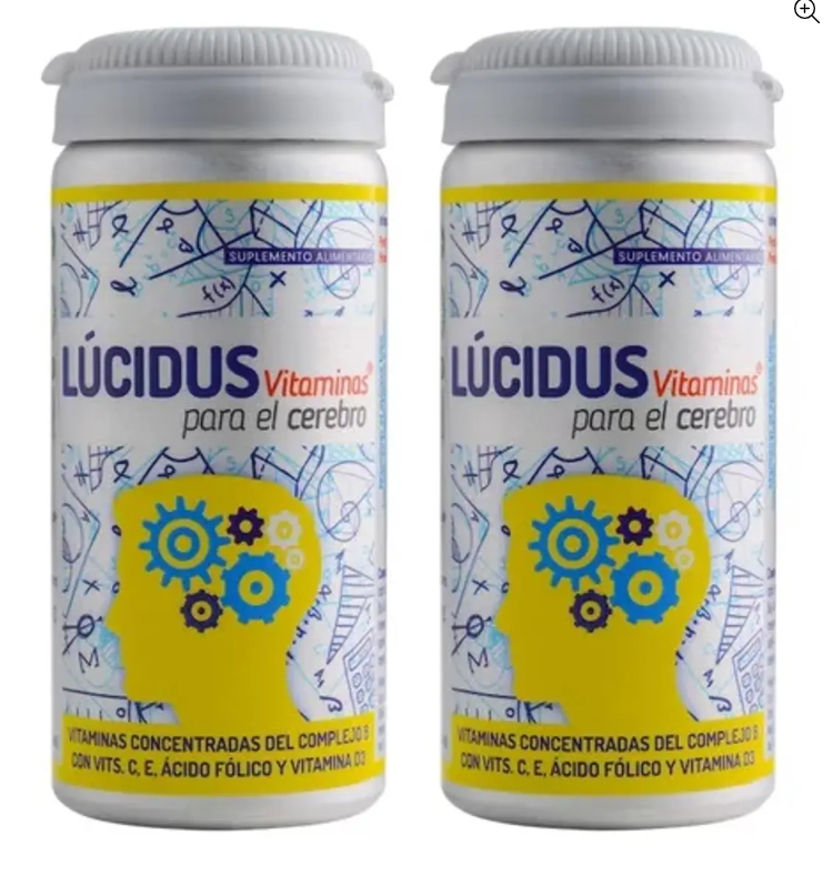Lucidus Vitaminas B1 B2 B6 B9 B12 C D3 E Vy 2x30 Caps Para el Cerebro-0