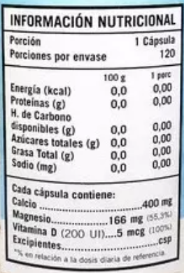 Calcio + Magnesio + Vitamina D Nf 2 Frascos 240 Capsulas 2x120-2