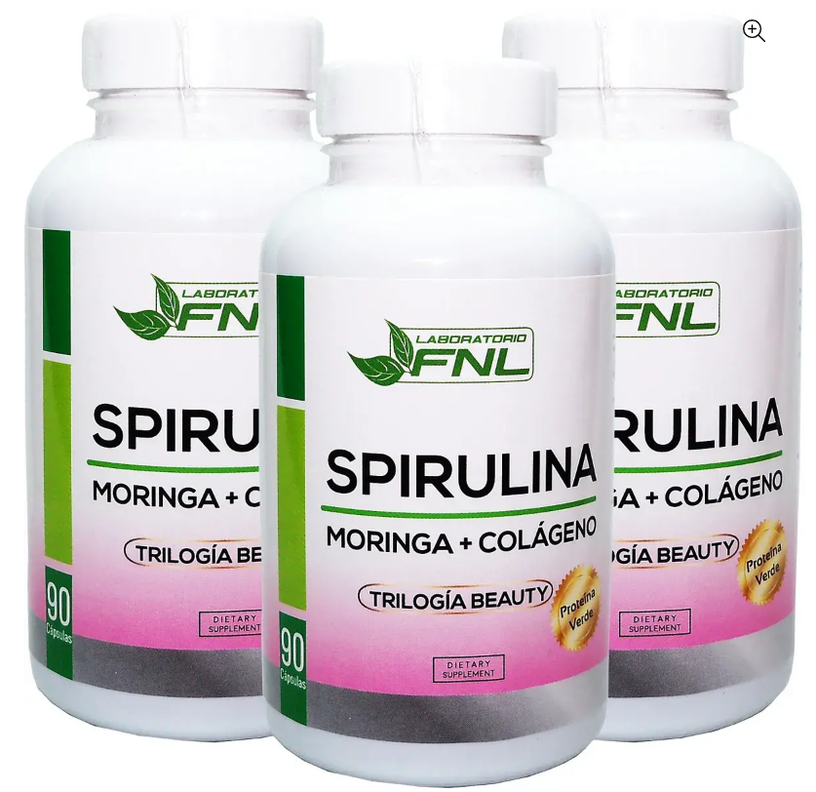 Spirulina + Moringa + Colageno Fnl 270 Capsulas 3x90 Caps-0