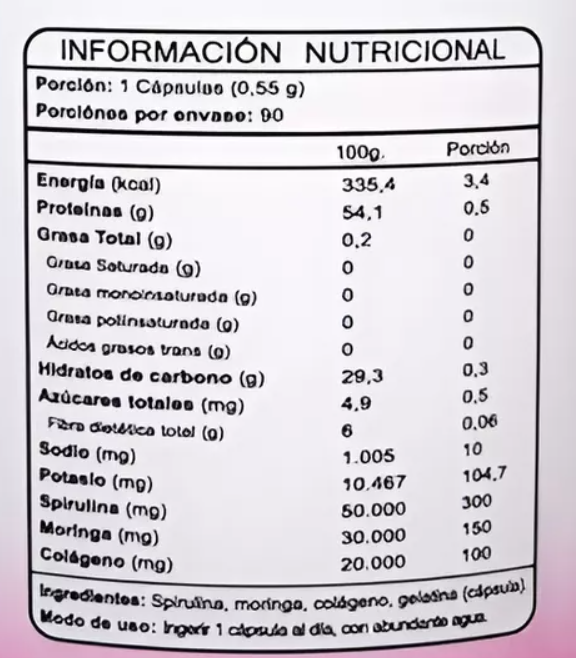 Spirulina + Moringa + Colageno Fnl 270 Capsulas 3x90 Caps-1