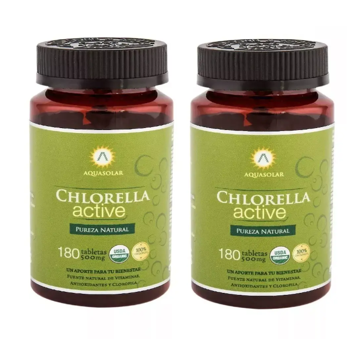 Chlorella Active Aq 2 Frascos 360 Tabletas Organicas 2x180-0