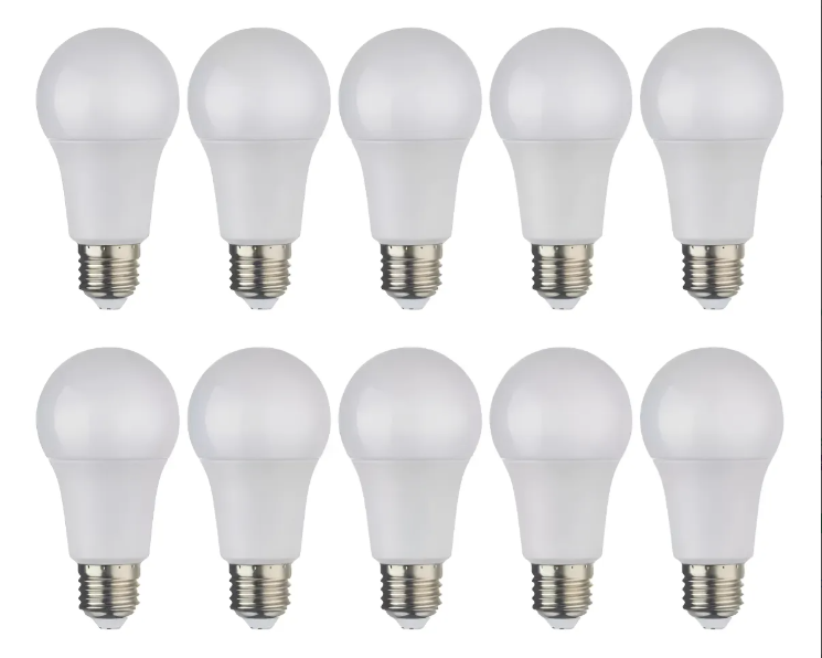 Pack 10 Ampolletas E27 9w 3000k Calida Blanco