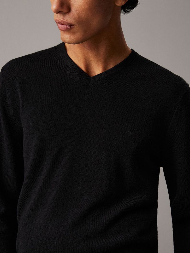 Sweater Superior Wool Vneck Sweater Negro Calvin Klein-3