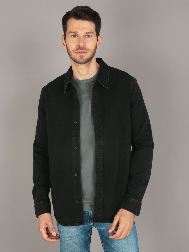 Camisa Slim Denim Negro Calvin Klein-0
