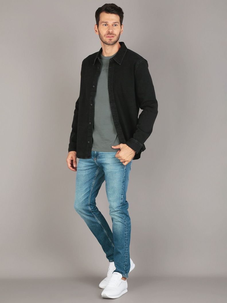 Camisa Slim Denim Negro Calvin Klein-1