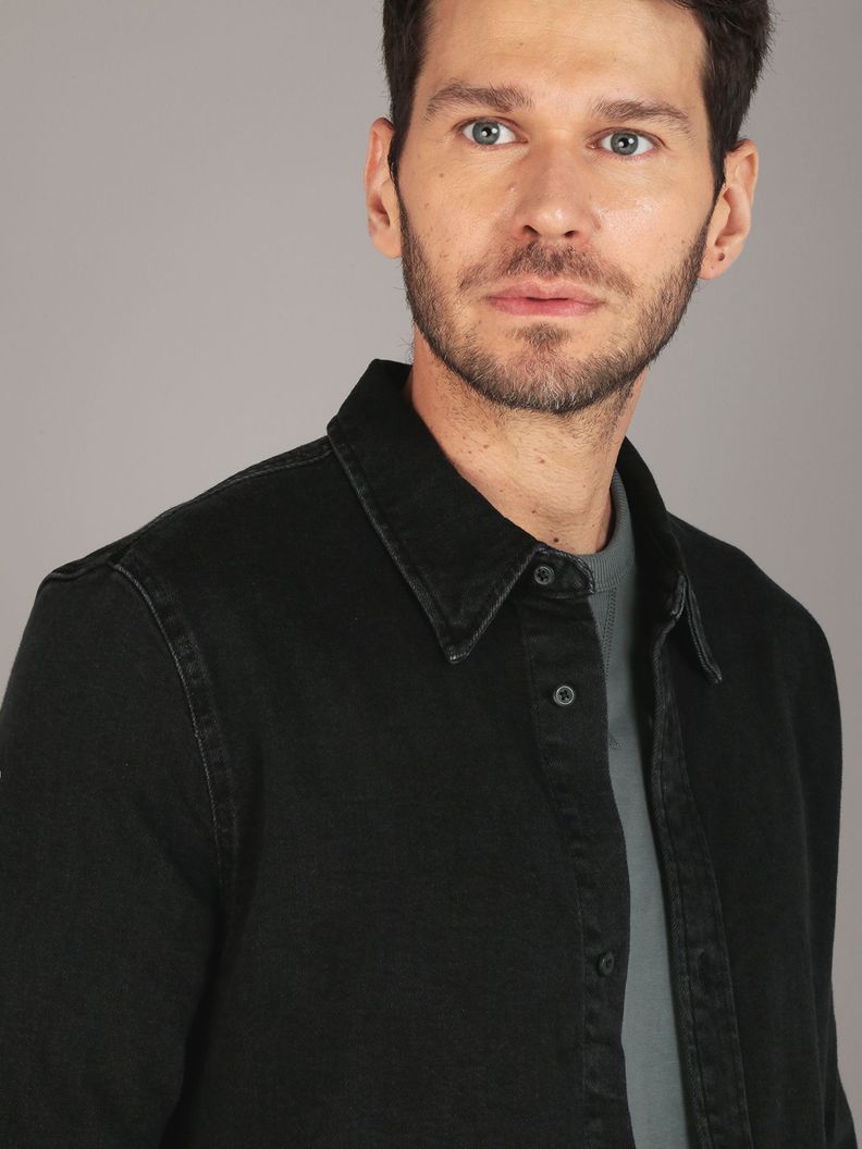 Camisa Slim Denim Negro Calvin Klein-3