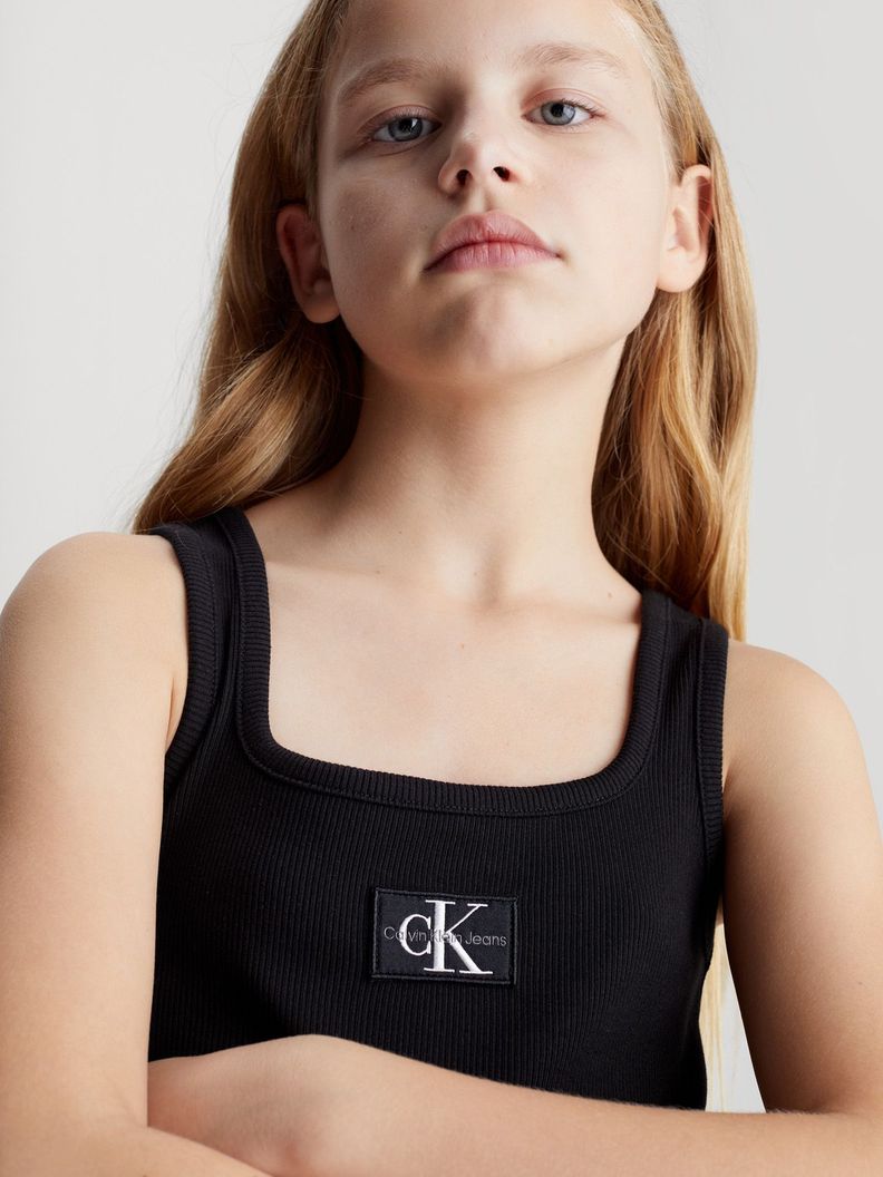 Vestido Niña Rib Bagde Negro Calvin Klein-2