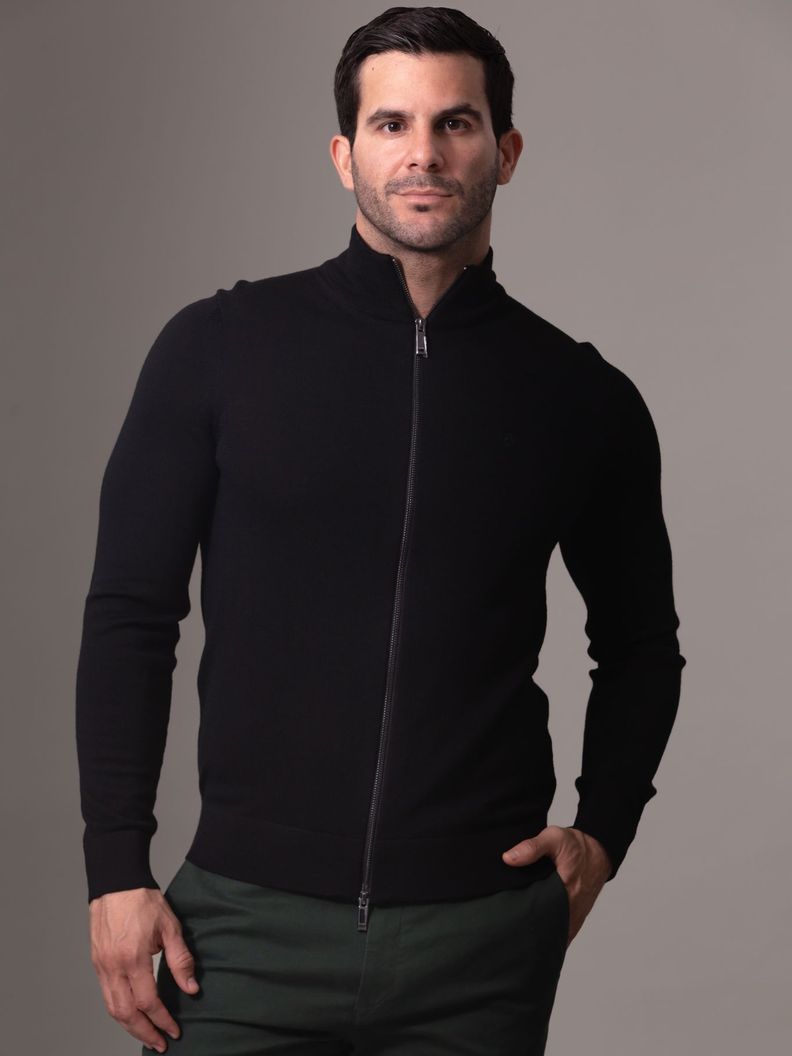 Sweater con Cierre Merino Negro Calvin Klein-0