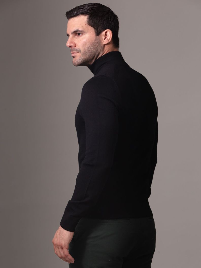 Sweater con Cierre Merino Negro Calvin Klein-3