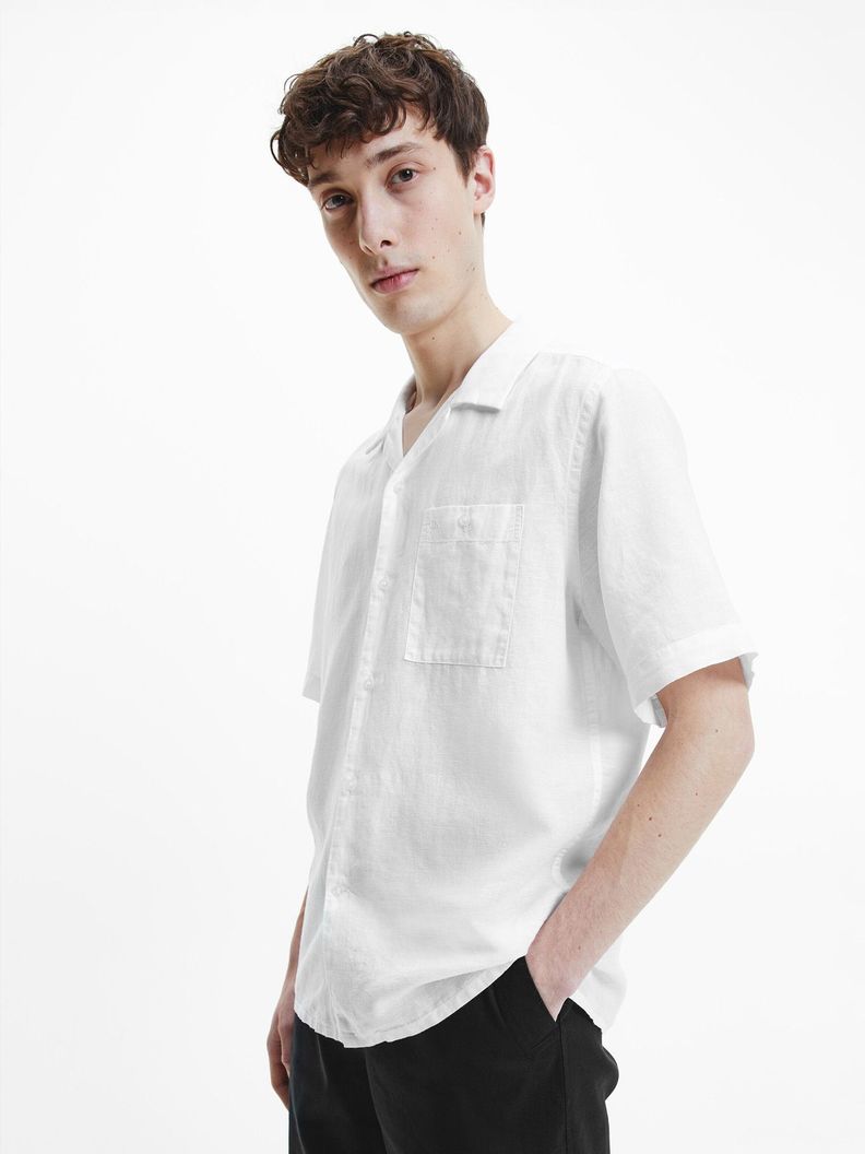 Camisa Linen Cotton Cuban Blanco Calvin Klein-0