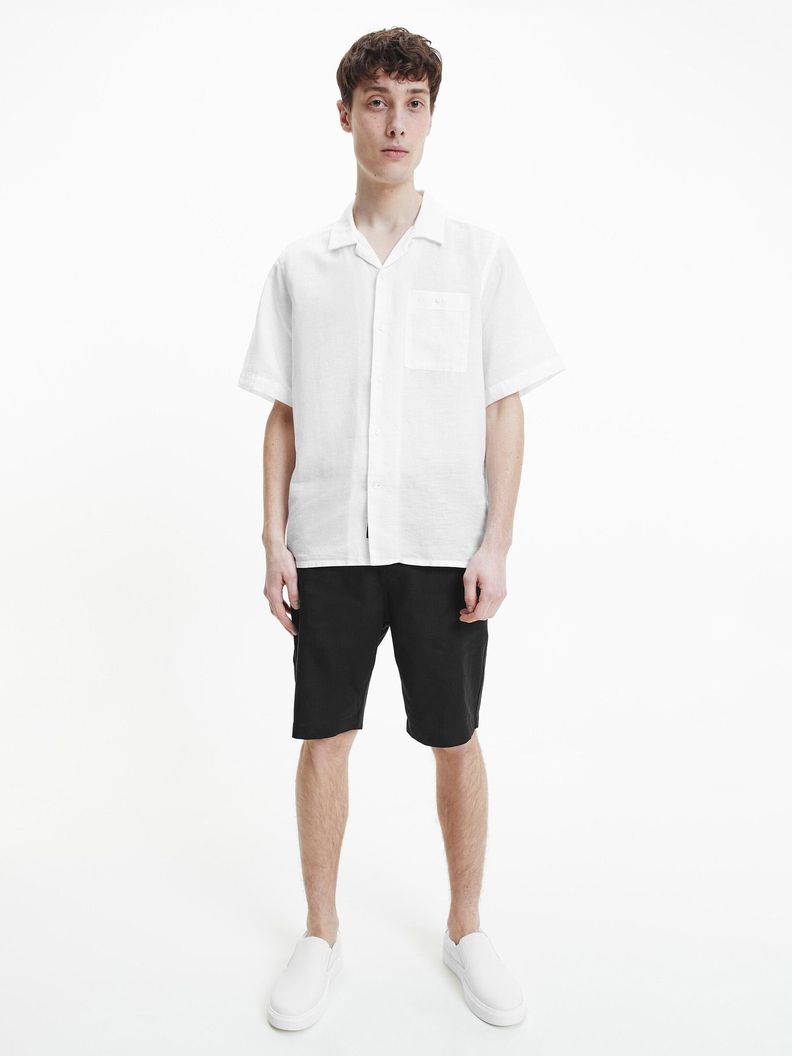 Camisa Linen Cotton Cuban Blanco Calvin Klein-1
