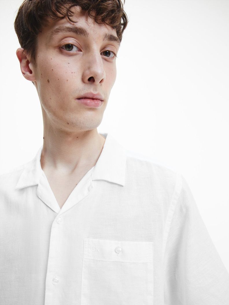 Camisa Linen Cotton Cuban Blanco Calvin Klein-3
