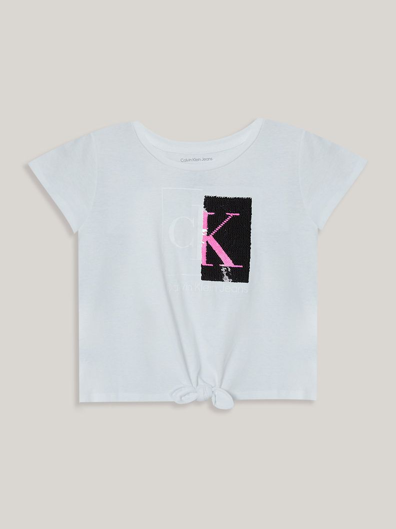 Polera Nina Split Monogram Sequin Blanco Calvin Klein S