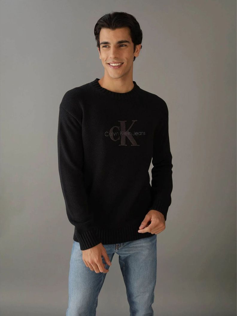 Sweater Chenille Monologo Sweater Negro Calvin Klein-0