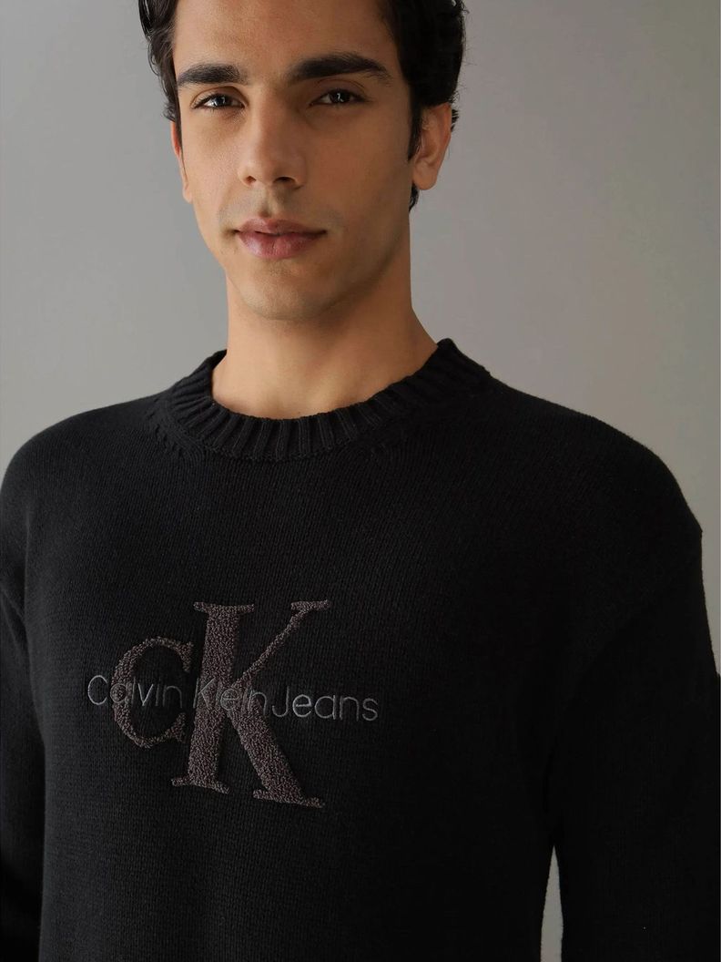 Sweater Chenille Monologo Sweater Negro Calvin Klein-3