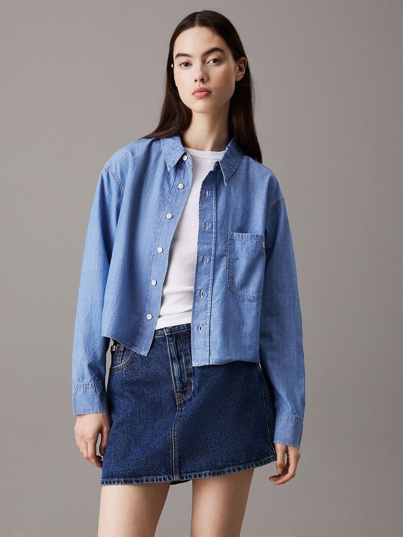Camisa Cropped Dad Azul Calvin Klein-0
