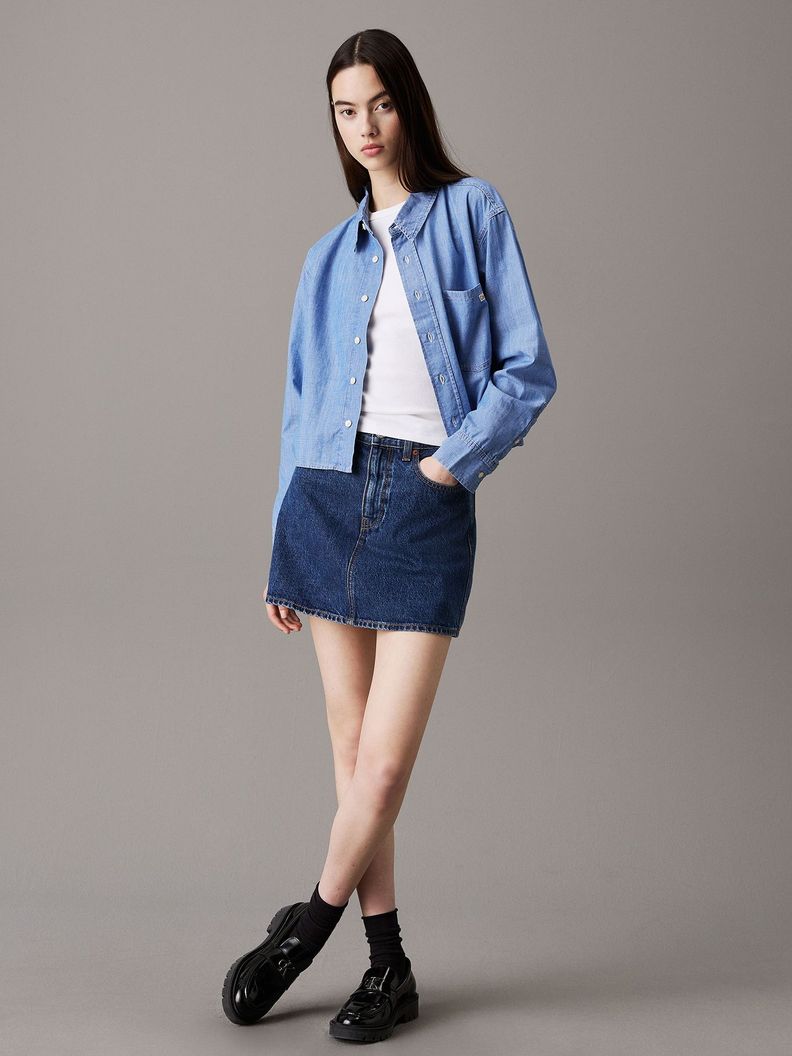 Camisa Cropped Dad Azul Calvin Klein-1