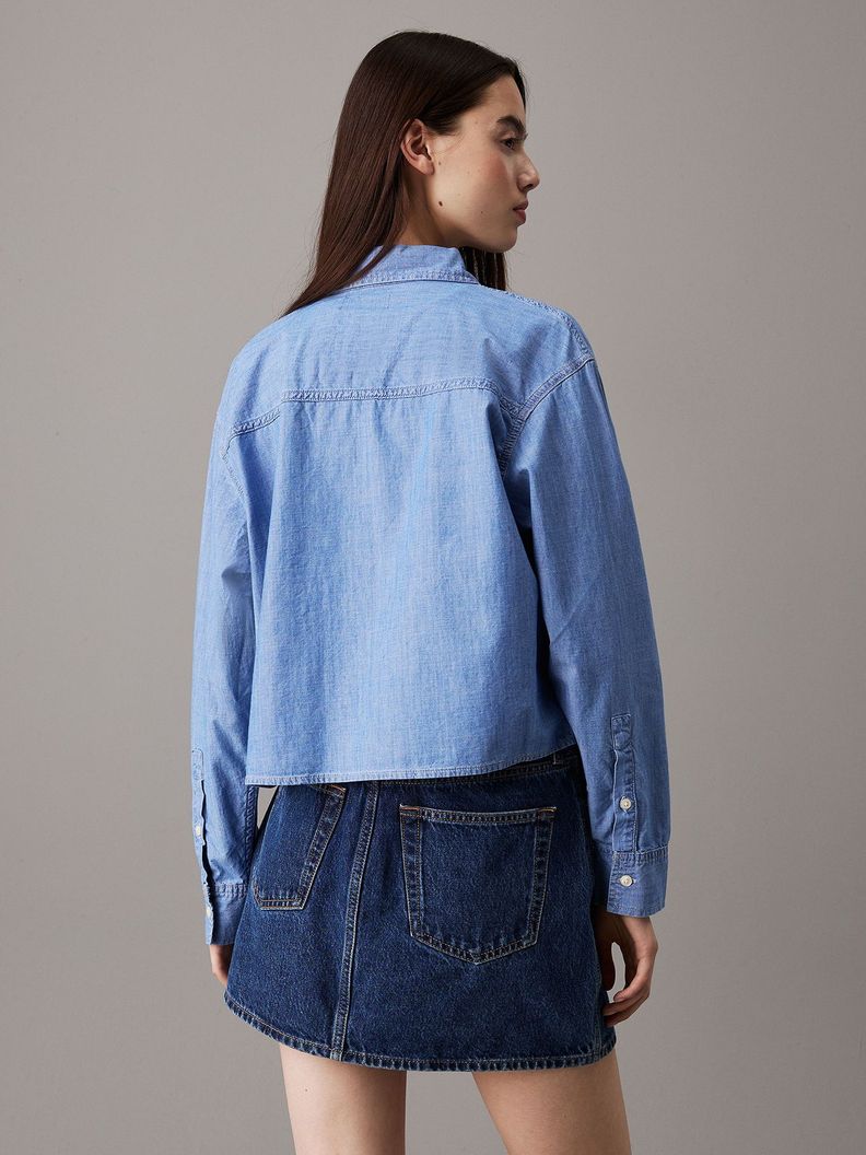 Camisa Cropped Dad Azul Calvin Klein-2