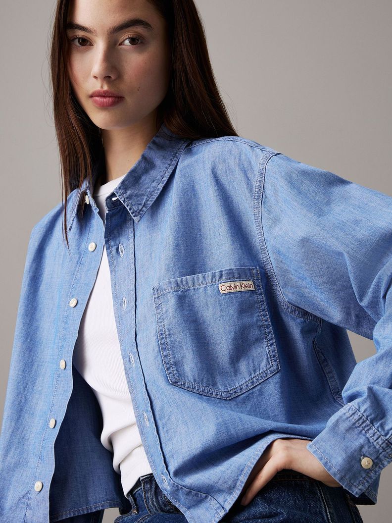 Camisa Cropped Dad Azul Calvin Klein-3