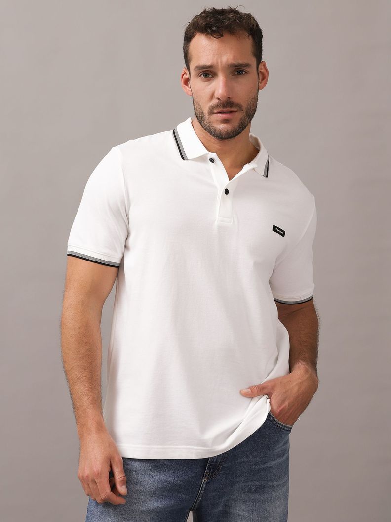 Polo Stretch Metal Button Blanco Calvin Klein-0