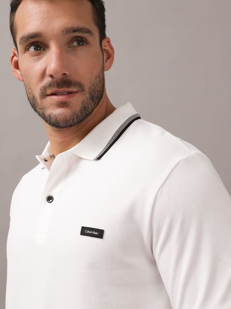 Polo Stretch Metal Button Blanco Calvin Klein-3