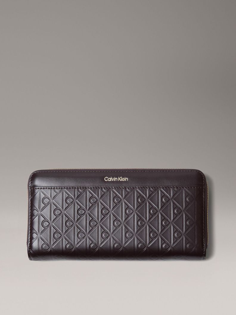 Billetera Textura de Monograma Cafe Calvin Klein