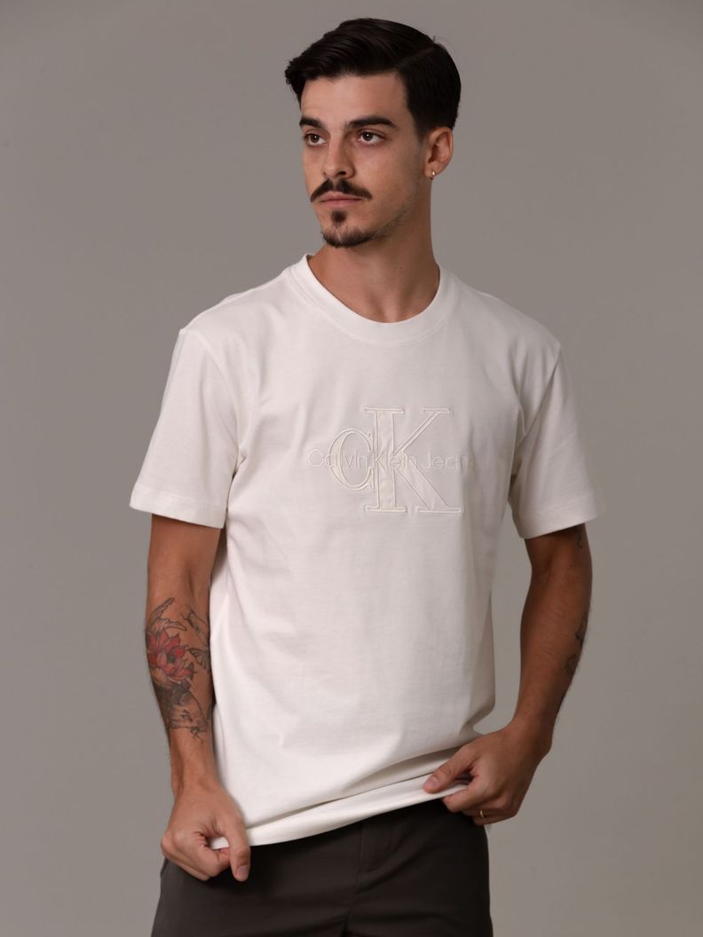Polera Monologo Applique Blanco Calvin Klein-0