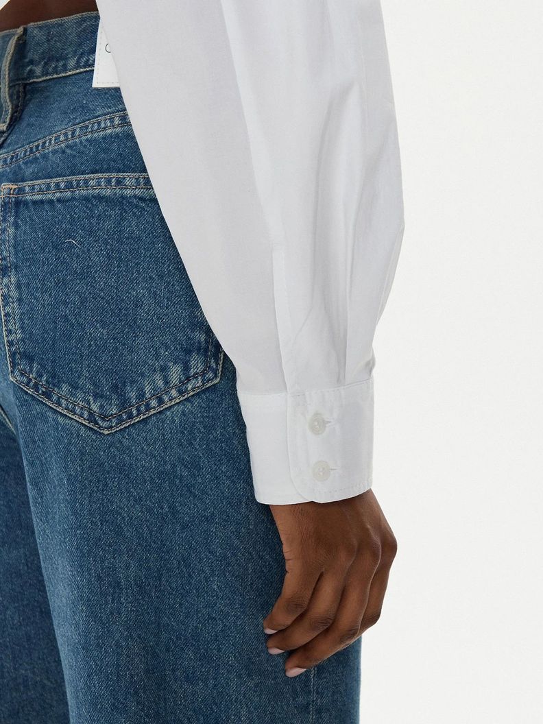 Camisa Woven Label Cropped Blanco Calvin Klein-4