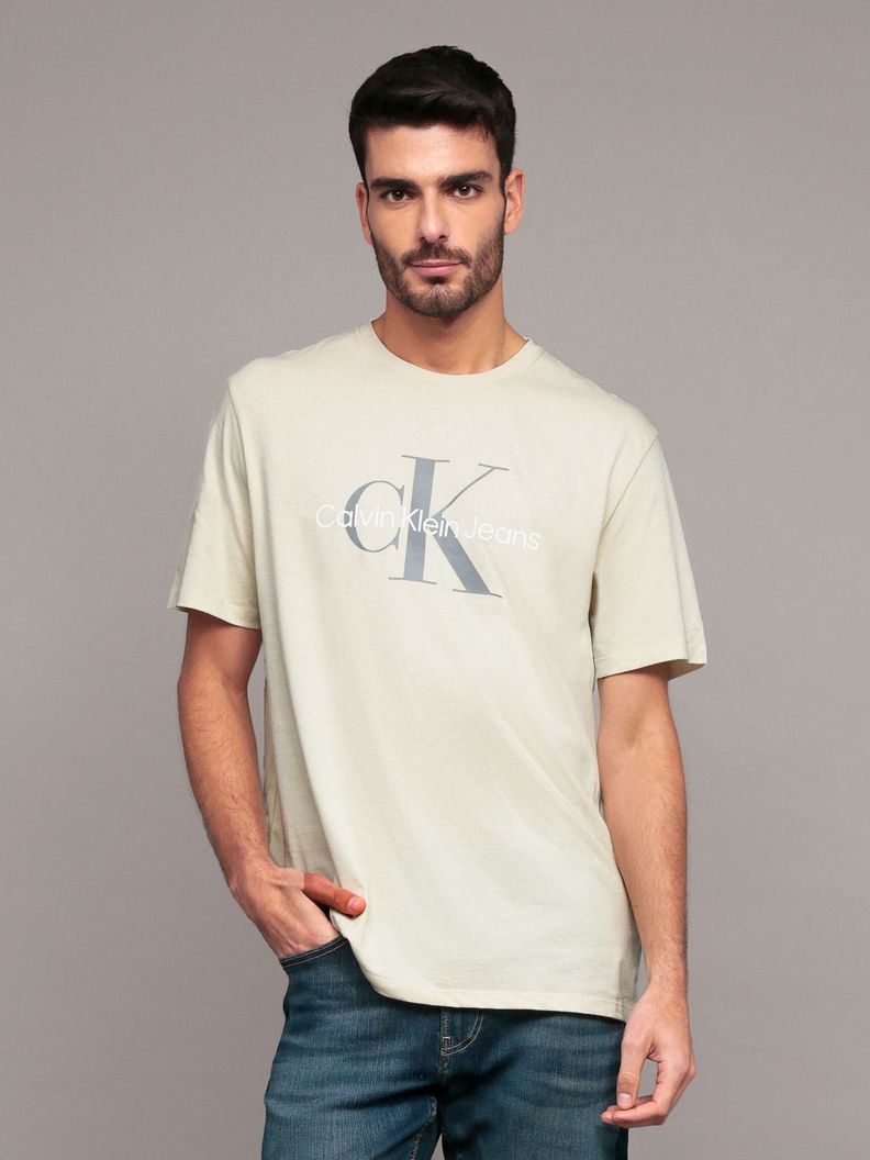 Polera con monograma Beige Calvin Klein S