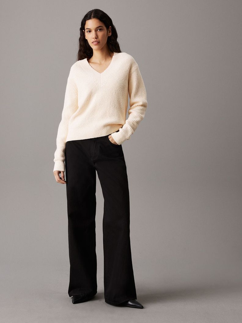 Sweater Boucle V Neck Relaxed Beige Calvin Klein-1