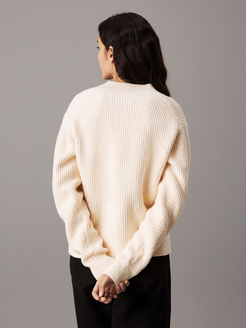Sweater Boucle V Neck Relaxed Beige Calvin Klein-2
