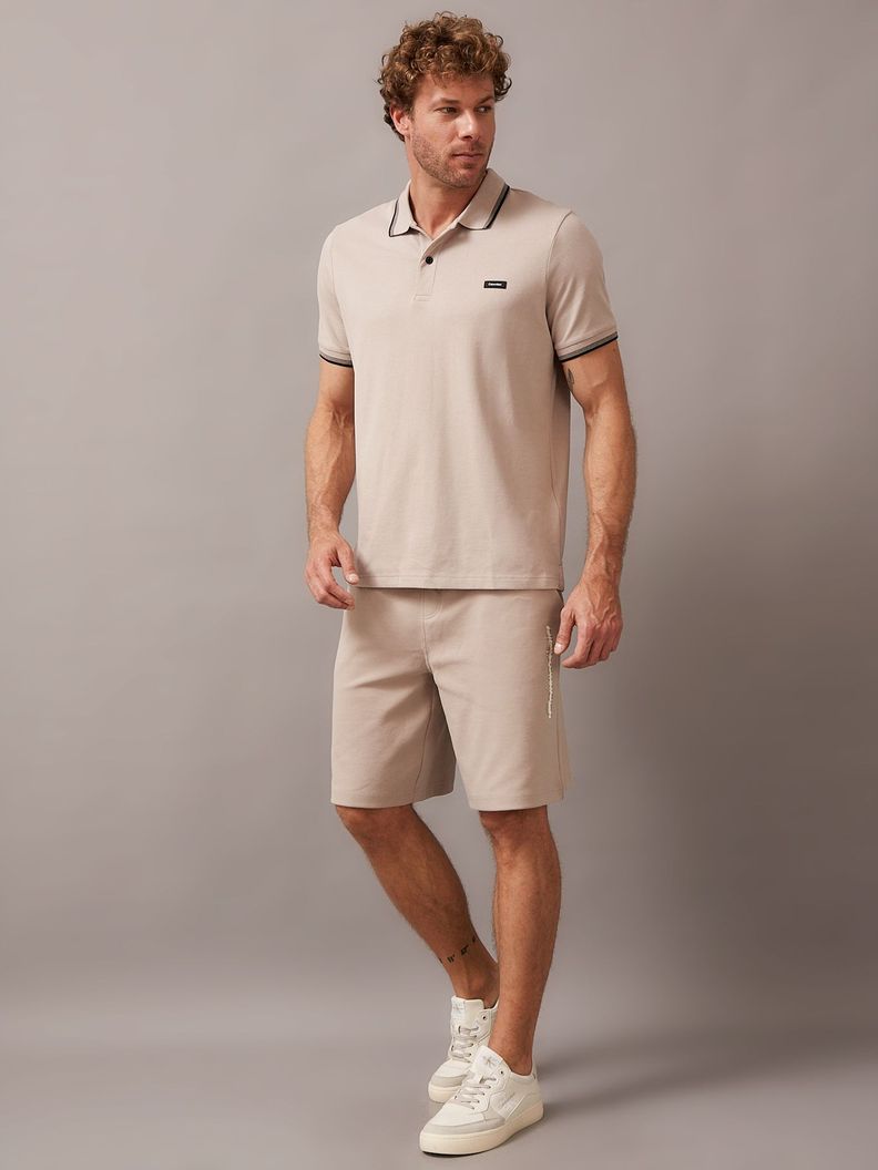 Polo Stretch Metal Button Beige Calvin Klein-1