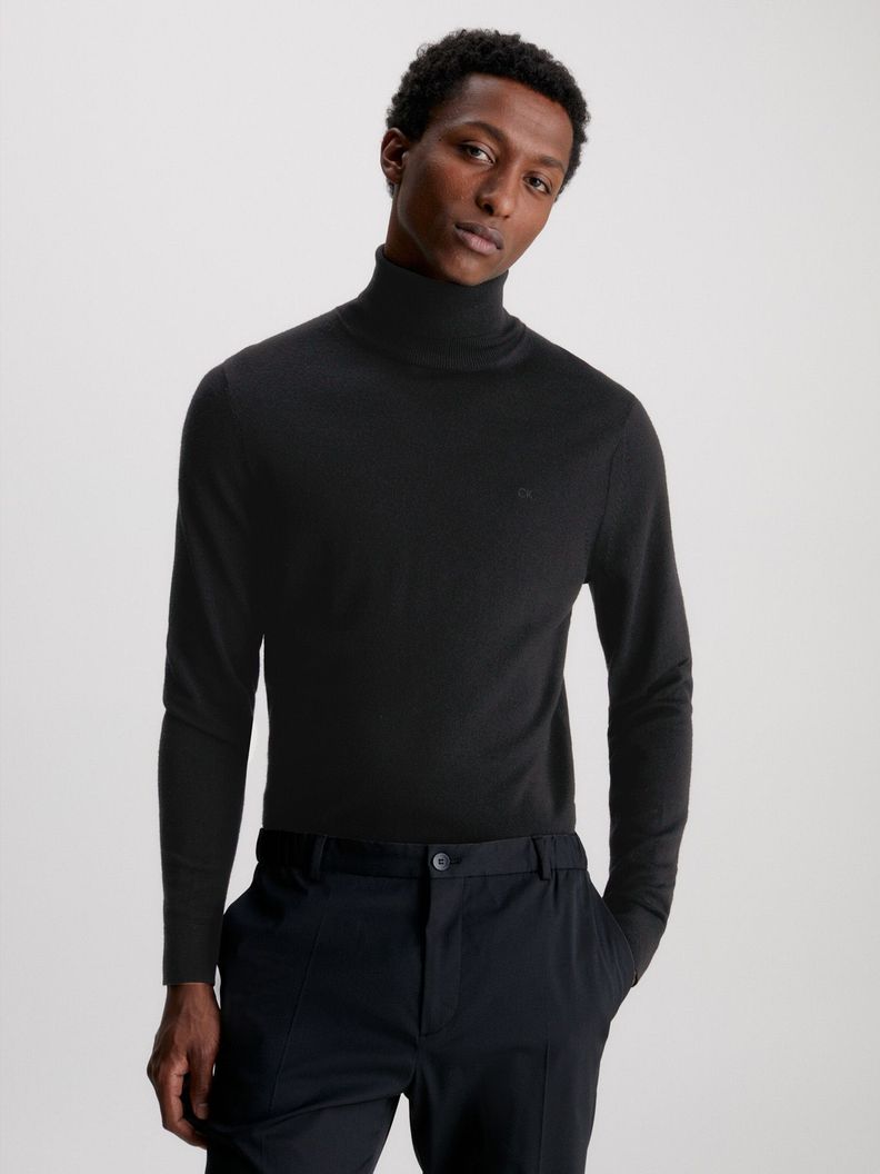 Sweater Cuello Alto Merino Negro Calvin Klein-0