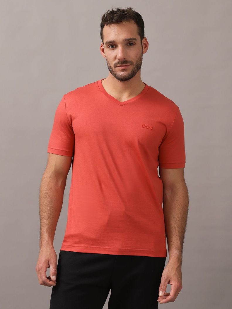 Polera Smooth Cotton V-Neck Rojo Calvin Klein-0