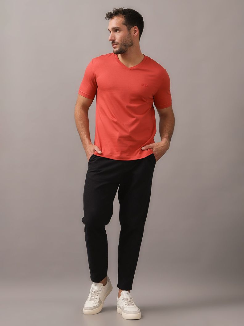 Polera Smooth Cotton V-Neck Rojo Calvin Klein-1