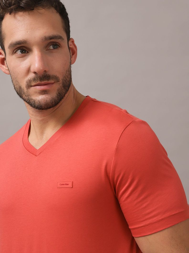 Polera Smooth Cotton V-Neck Rojo Calvin Klein-3