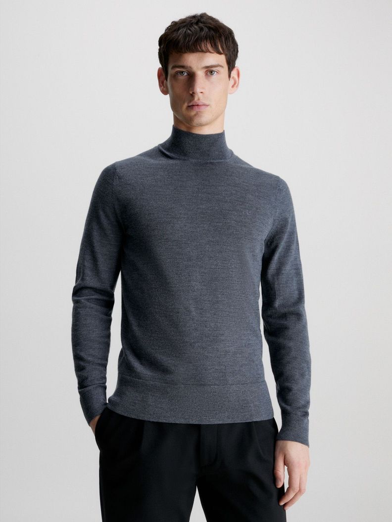 Sweater Cuello Alto Merino Mock Gris P4E Calvin Klein-0