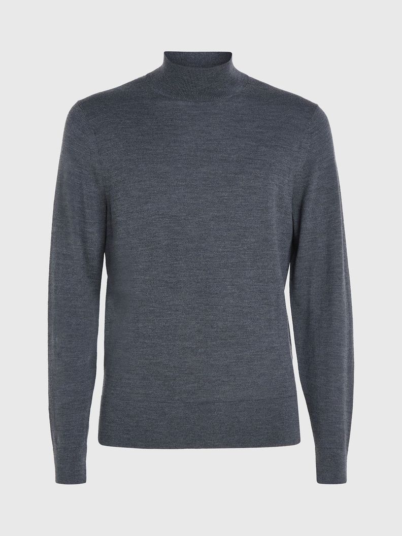 Sweater Cuello Alto Merino Mock Gris P4E Calvin Klein-4