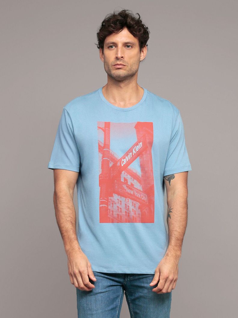 Polera Street Sign Graphic Celeste Calvin Klein S