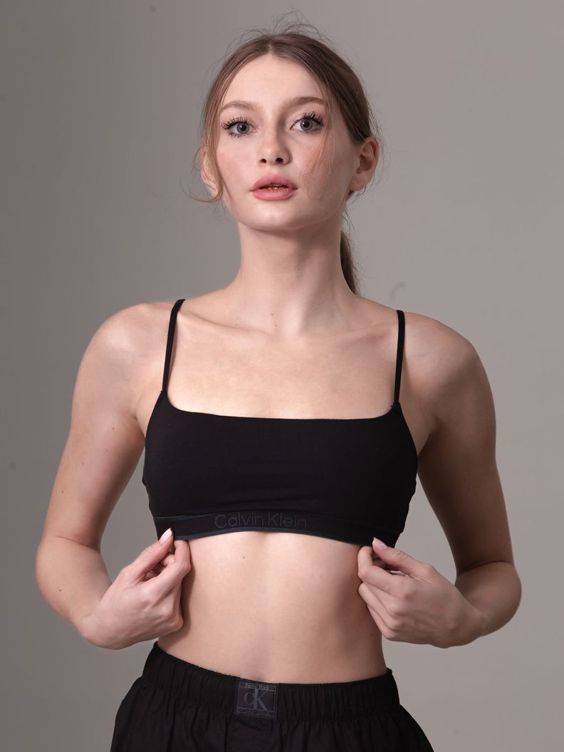 Bralette Tonal Logo Lightly Negro Calvin Klein-0