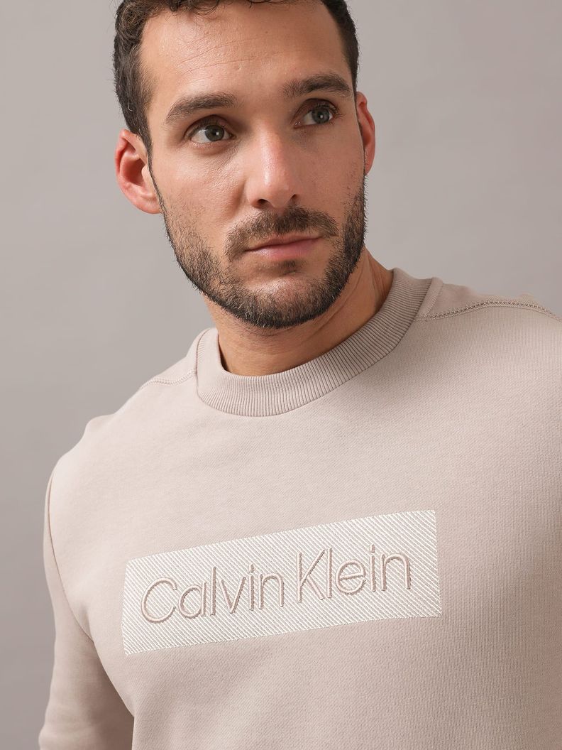 Polerón Textured Embroidery Beige Calvin Klein-3